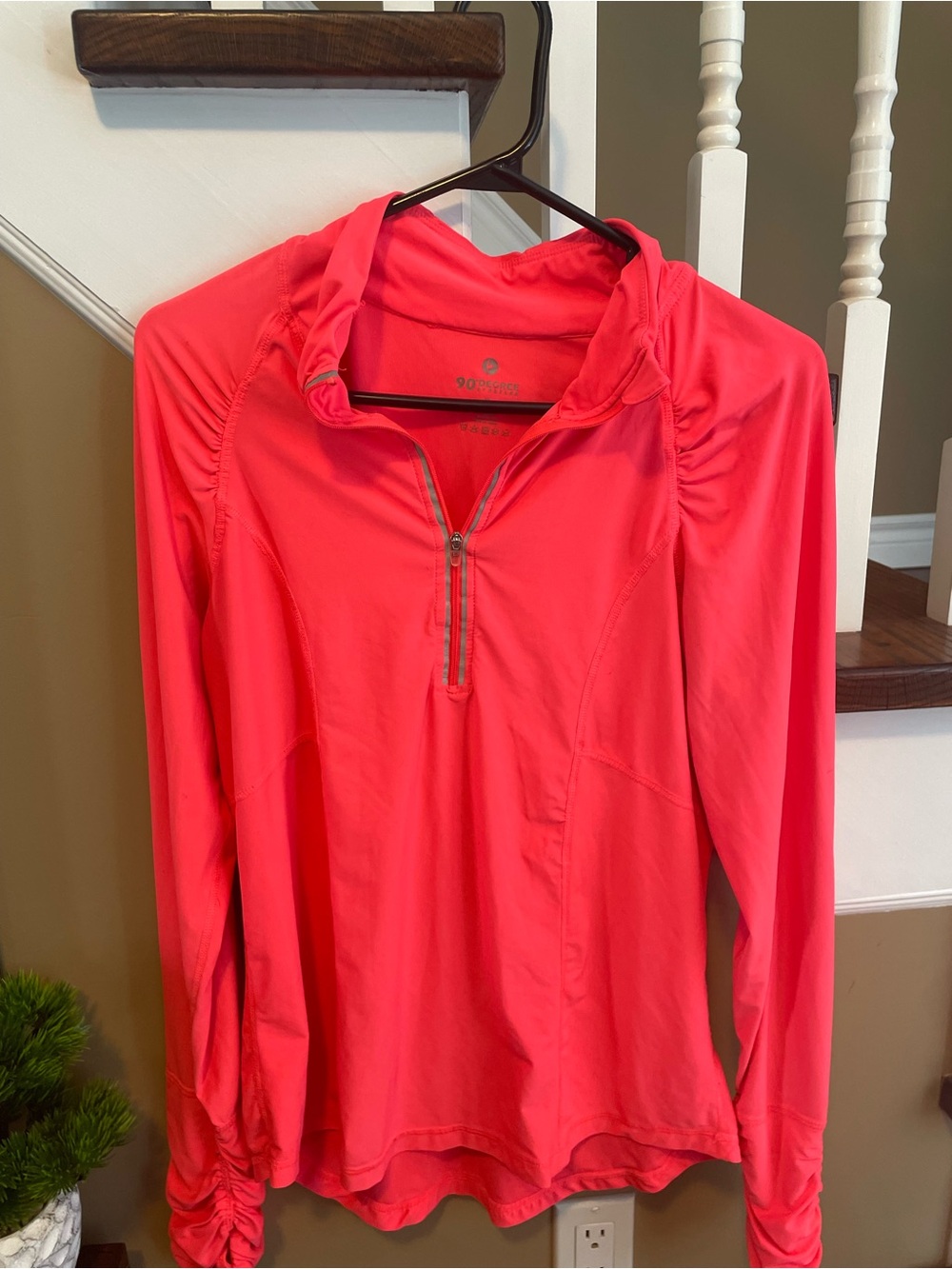 90 Degree By Reflex Women's Neon Coral Half-Zip Hoodie
